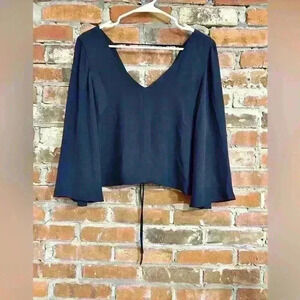 Zara Cropped Lace Up Balloon Sleeve Blouse Size XS